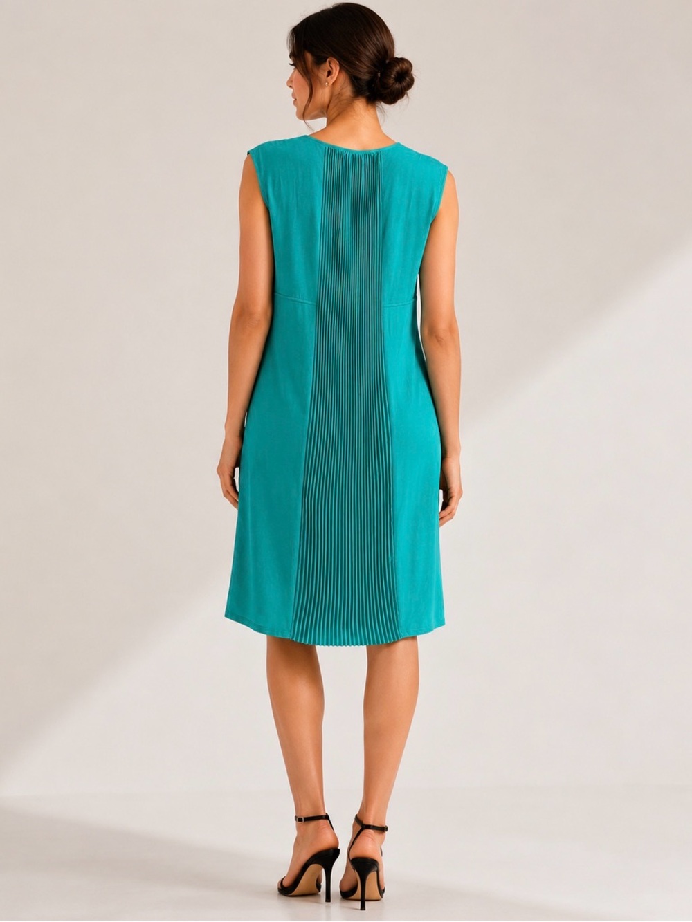 Weekend Max Mara Teal Pleated Back A-Line Dress Sz 6-8